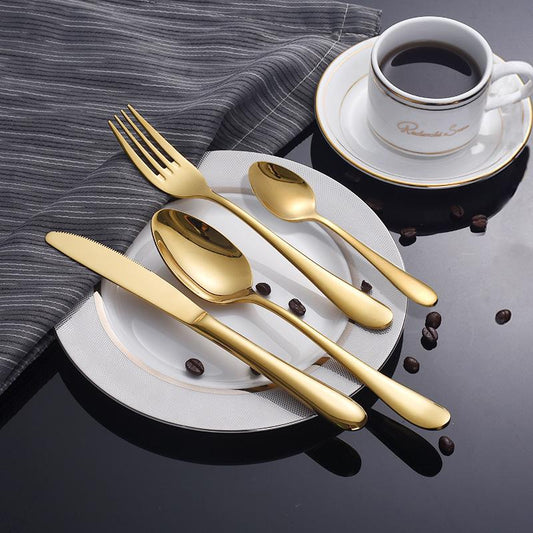 Luxe Divine Collection ~ Gold Tableware Set Stainless Steel Cutlery Set 4 Gold Knife Cutlery Cutlery Dinner Package European Style