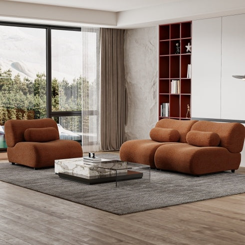 Luxe Divine Collection ~ Contemporary Modular Sofa With Plush Chenille Upholstery - 3-Seat Sectional With Deep Seating & Soft Backrest