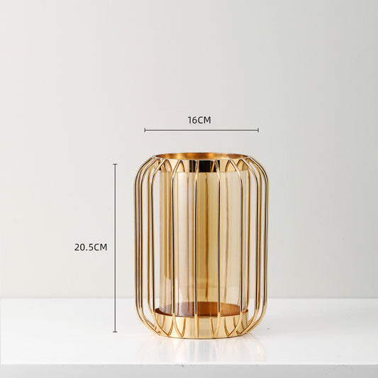 Luxe Divine Collection ~ Nordic Luxury Iron Lantern Glass Vase