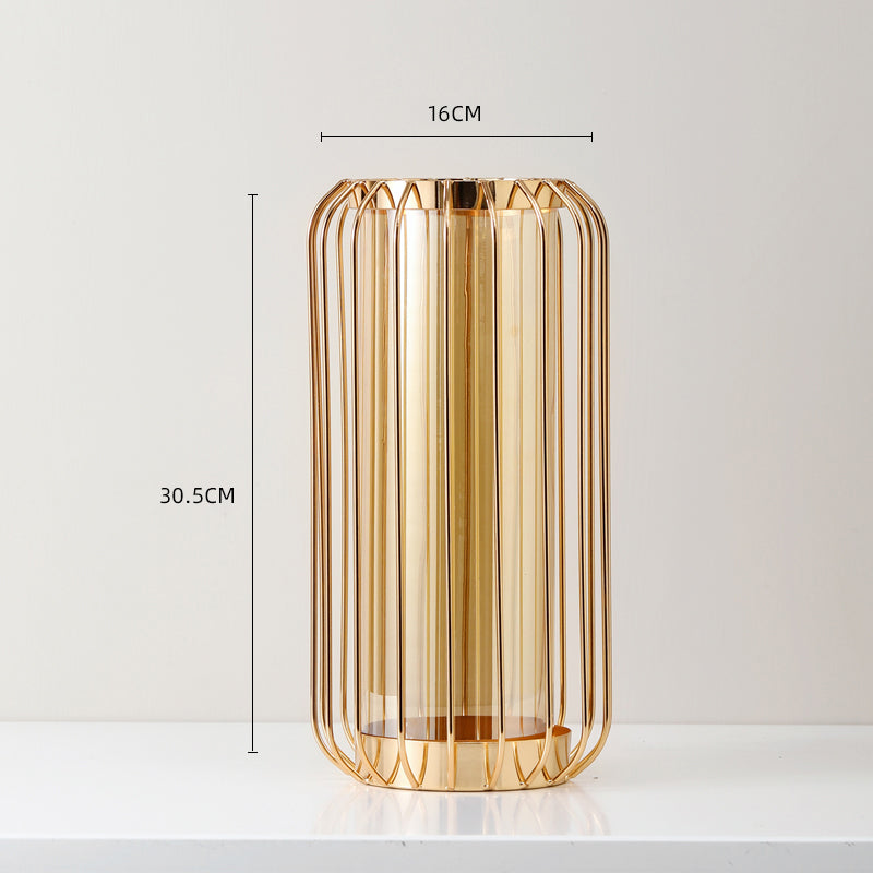 Luxe Divine Collection ~ Nordic Luxury Iron Lantern Glass Vase