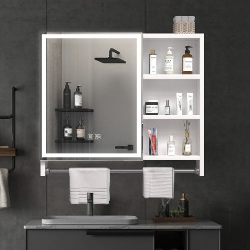 Luxe Divine Collection ~ Modern 32x28 Inch Bathroom Cabinet With Mirror And LED Lights