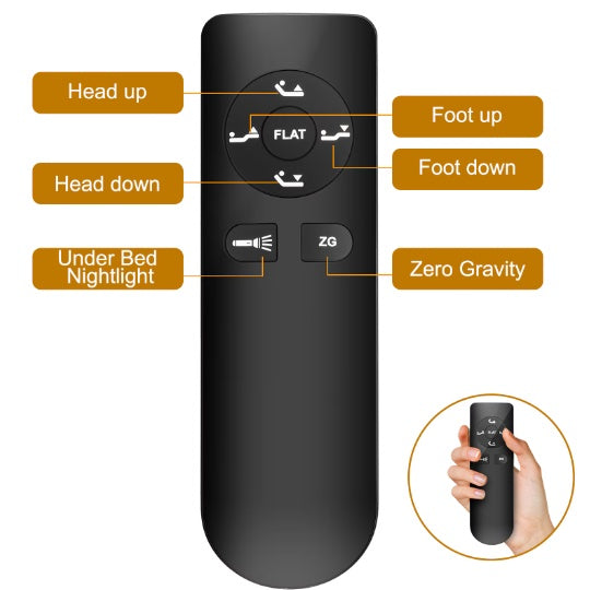 Luxe Divine Collection ~ Adjustable Bed Base Frame Head And Foot Incline, Quiet Motor King Size Zero Gravity, 4 Ports USB, Under-Bed Nightlight