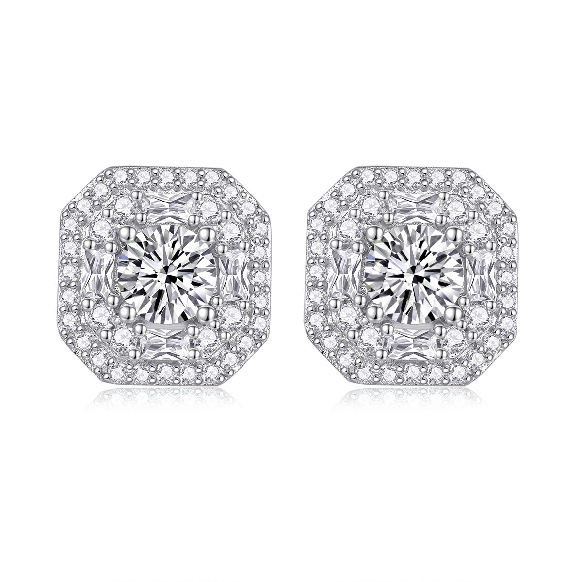Luxe Divine Collection ~ Large Diamond Moissanite Silver Earrings
