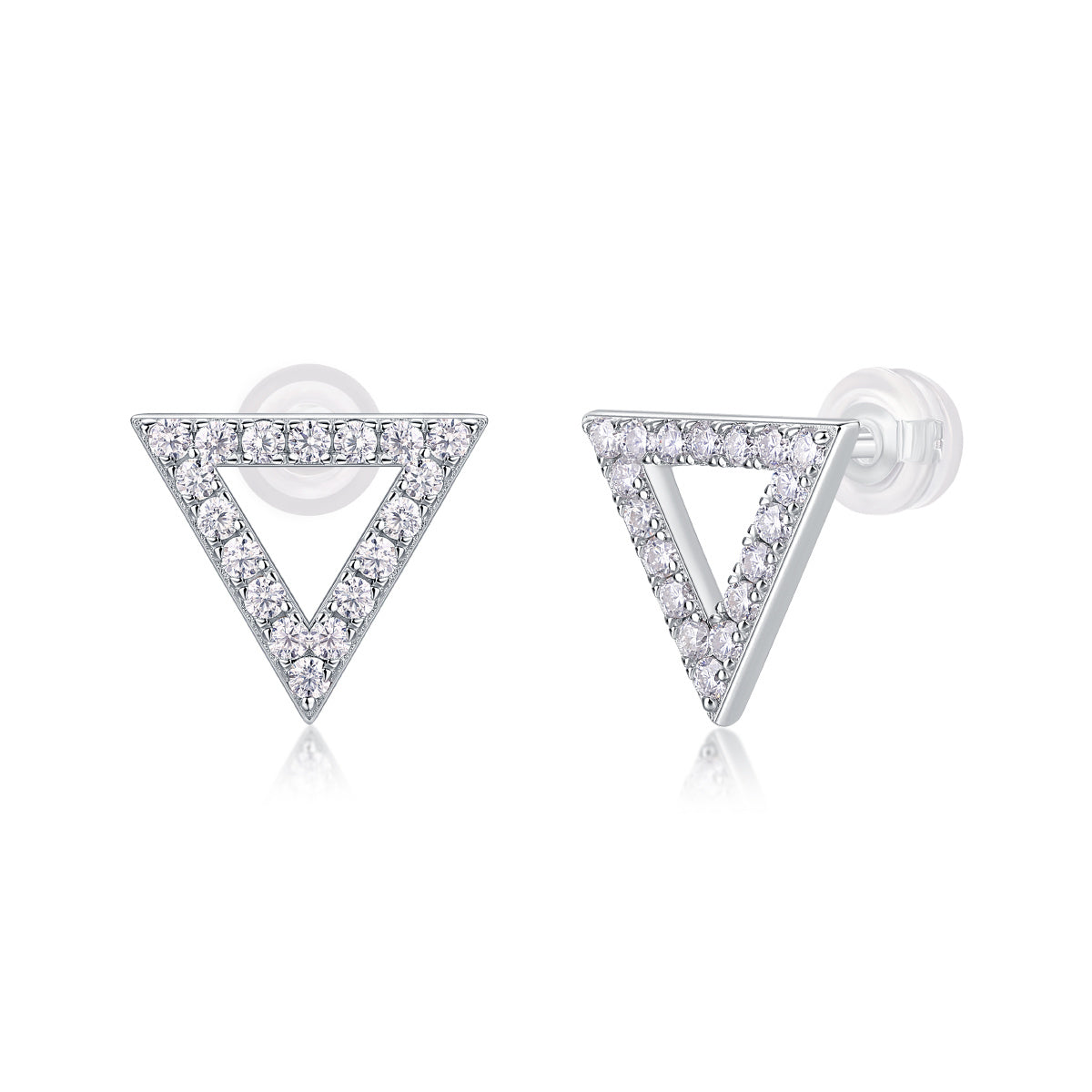 Luxe Divine Collection ~ Triangle Moissanite Silver Earrings