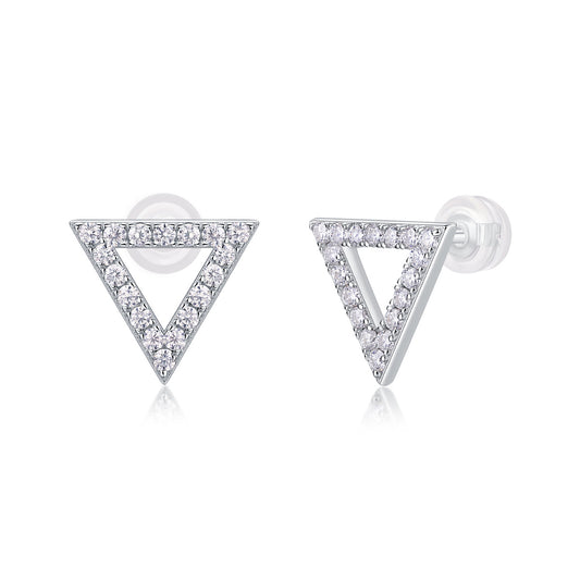 Luxe Divine Collection ~ Triangle Moissanite Silver Earrings