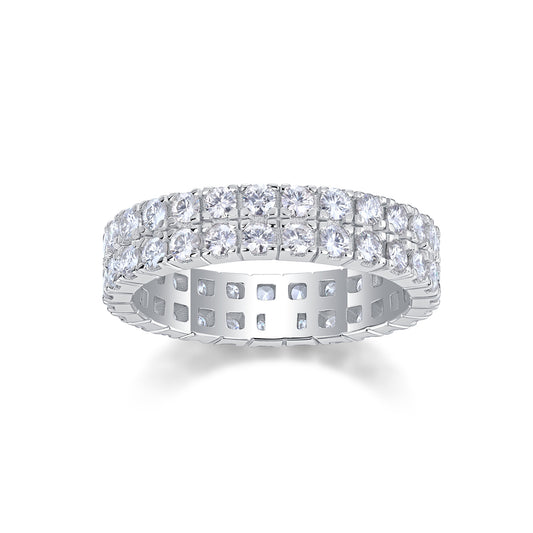 Luxe Divine Collection ~ Multi-row Diamond Moissanite Silver Ring