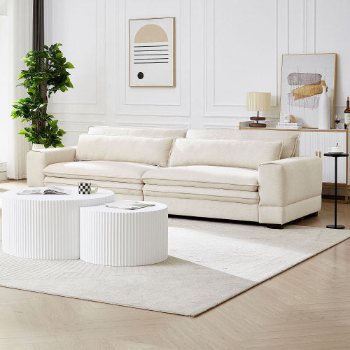 Luxe Divine Collection ~ Medieval Modern Fabric Sofa For Living Room, Bedroom, Apartment, Home Office, Beige