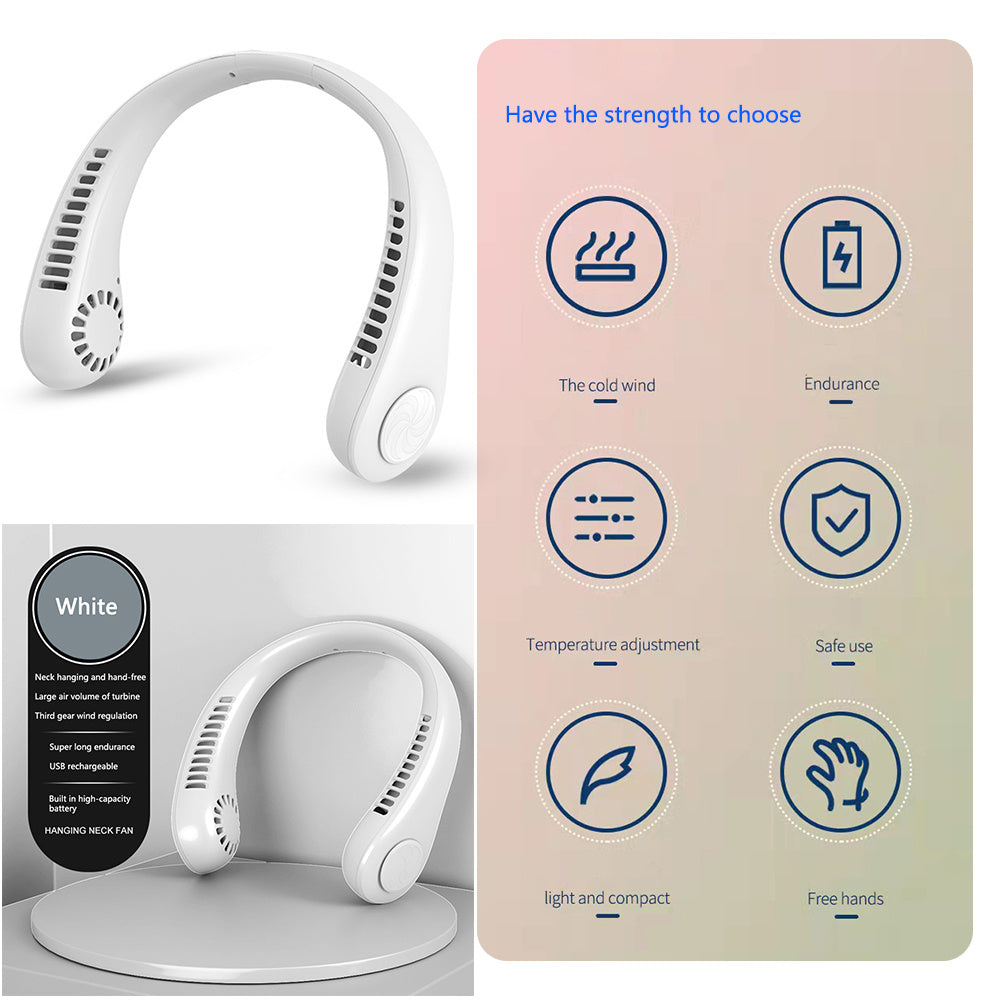 Luxe Divine Collection ~ Portable Hanging Neck Fan Portable Cooling Fan with USB & Rechargeable