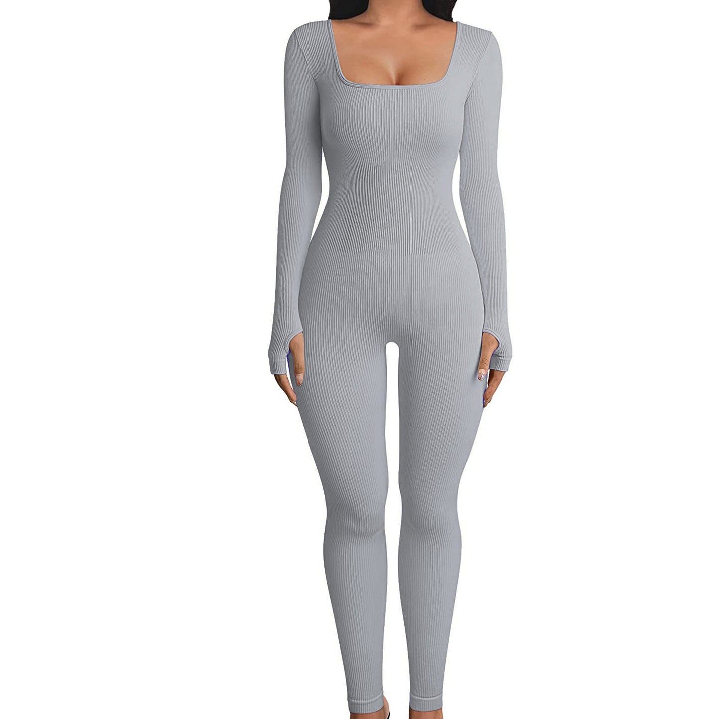 Luxe Divine Collection ~ Women's Yoga Everyday, Sports Fitness Jumpsuit, Long Sleeve, Square Collar, Multiple Colors, S-3xl