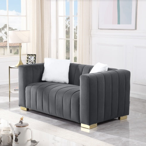 Luxe Divine Collection ~ A Modern Channel LoveSeat Sofa, Grey or White