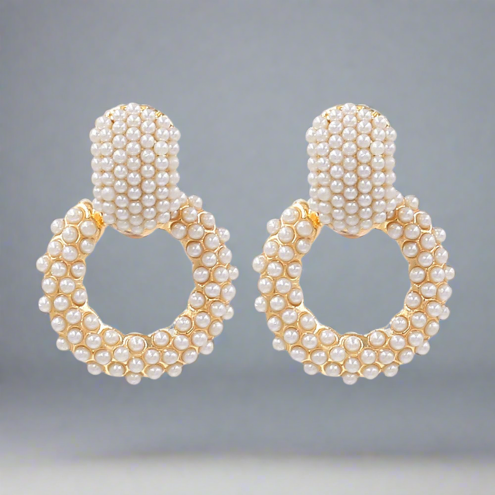 Luxe Divine Collection ~ Circled Inlaid Rhinestones Fashion/Costume Earrings
