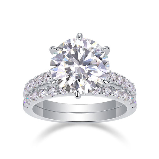 Luxe Divine Collection ~ Large Cluster Moissanite/Silver Ring Set