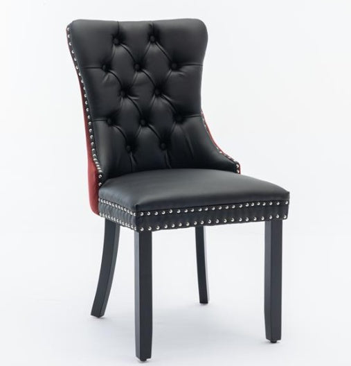 Luxe Divine Collection ~ Collection, Modern High-End Tufted Solid Wood PU & Velvet Upholstered Dining Chair-2 Piece Set