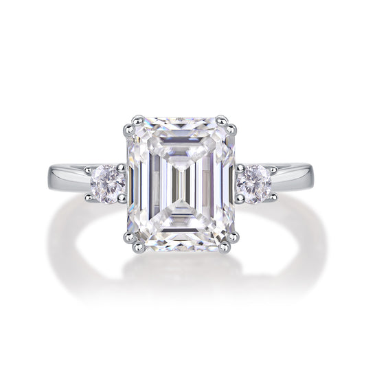 Luxe Divine Collection ~ Baguette Diamond Moissanite Silver Ring