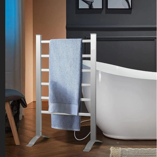 Luxe Divine Collection ~ Electric Heated Towel Rack or Wall Mounted Towel Warmer, 6 Stainless Steel Bars Drying Rack