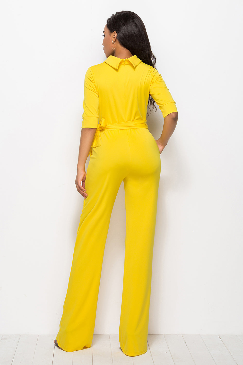 Luxe Divine Collection ~ Mock Neck Tie-Waist Half Sleeve Jumpsuit