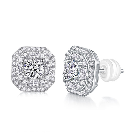 Luxe Divine Collection ~ Large Diamond Moissanite Silver Earrings