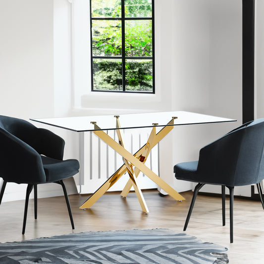 Luxe Divine Collection ~ Clear Glass Gold Table