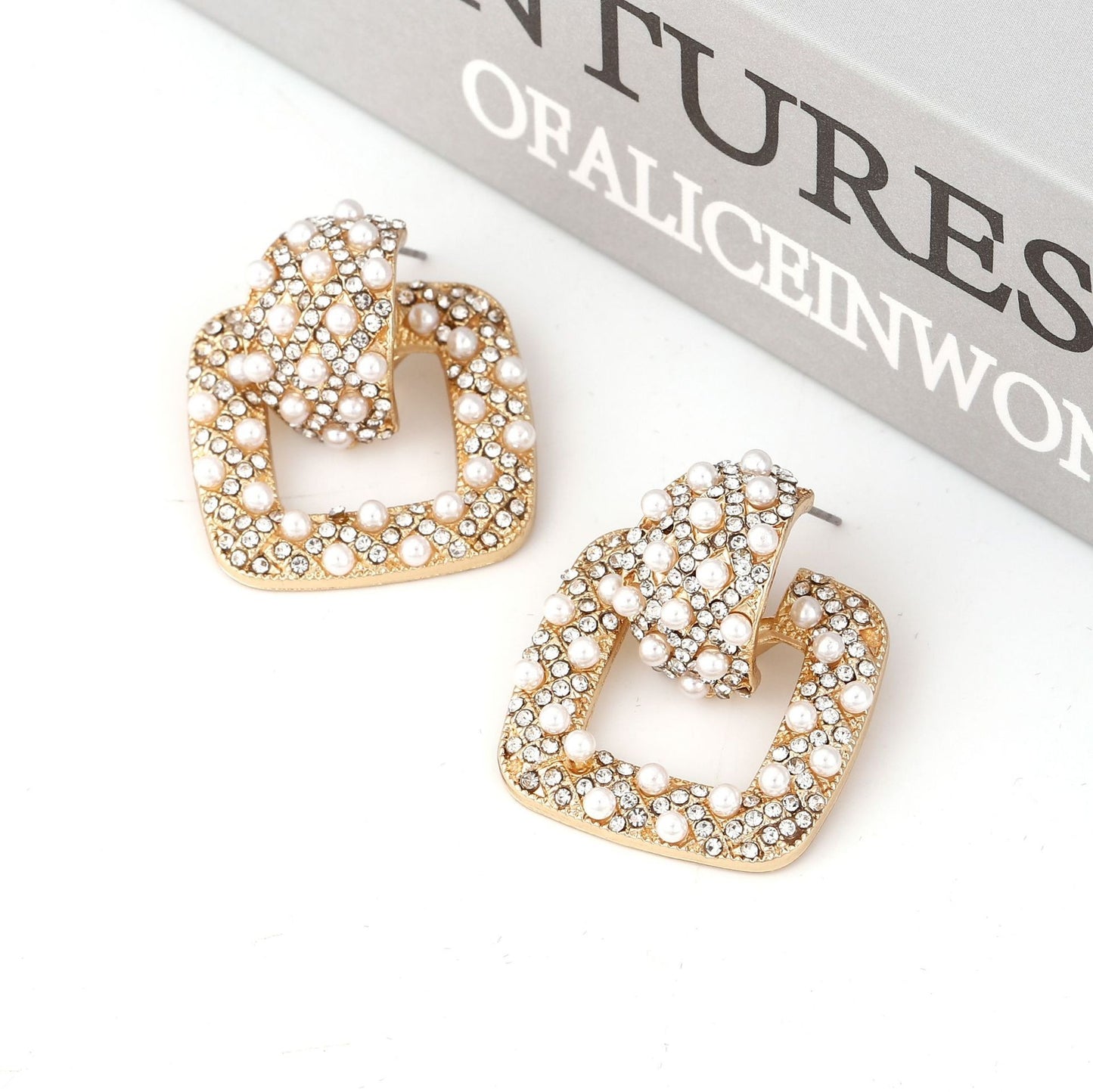Luxe Divine Collection ~ Geometric Inlaid Rhinestones Fashion/Costume Earrings
