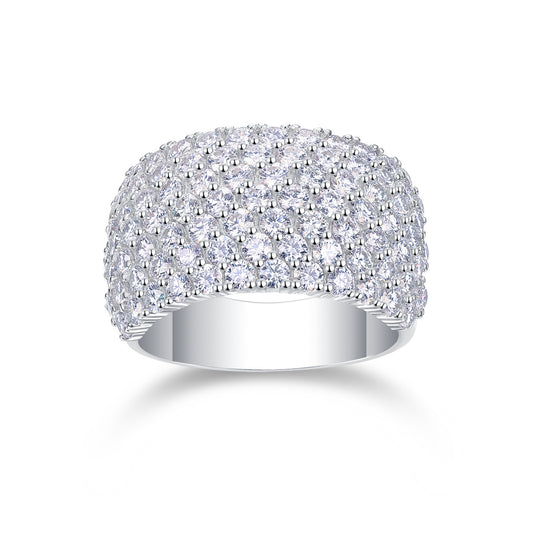 Luxe Divine Collection ~ Multiple Row Moissanite and Silver Ring