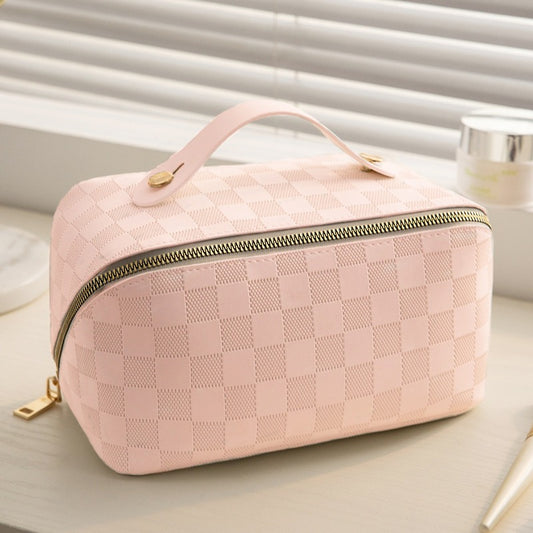 Luxe Divine Collection ~ Checkered Pillow Bag Makeup Bag Portable Travel Cosmetics Bag