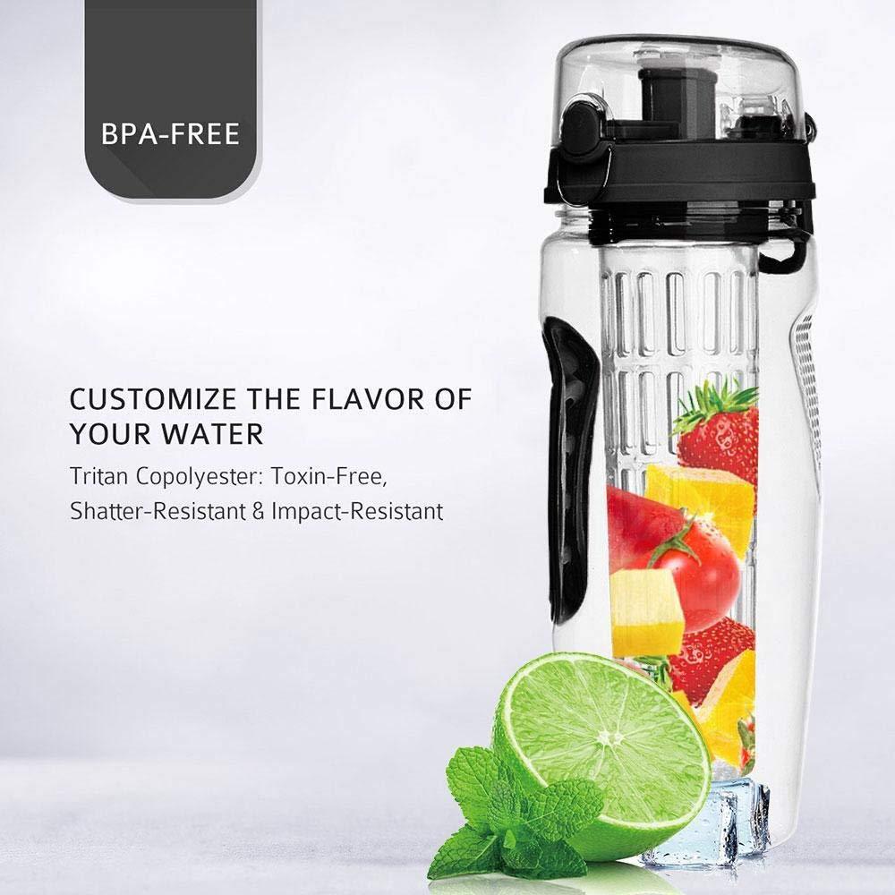Luxe Divine Collection ~ 1000ml Water Fruit Bottle,  BPA Free, Fruit Infuser, Juice Shaker