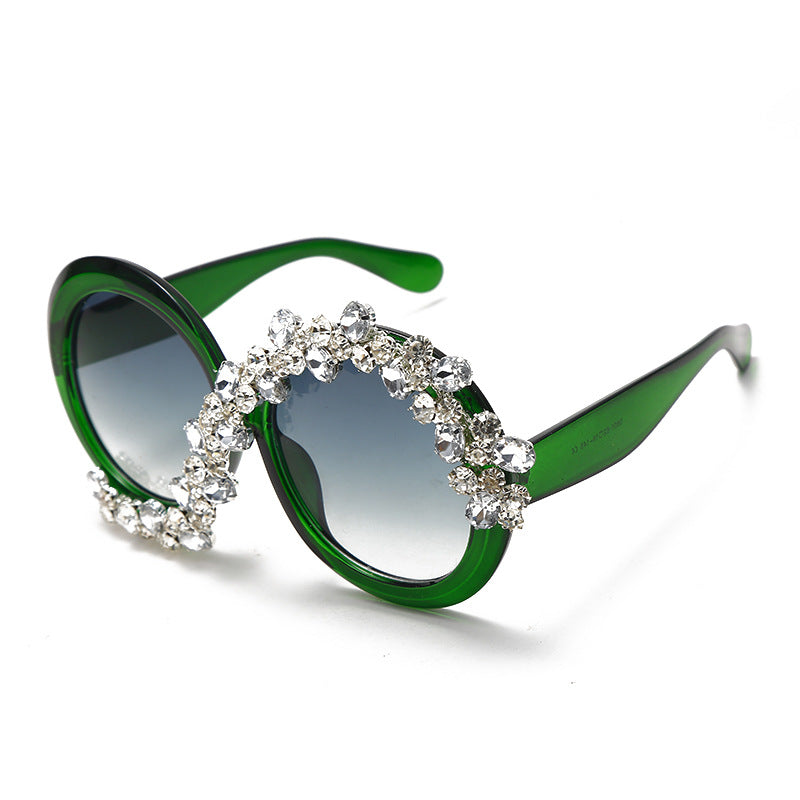 Luxe Divine Collection ~ Diamond Encrusted Large Frame Round Sunglasses, Multiple Colors