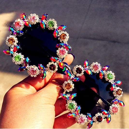 Luxe Divine Collection ~ Handmade Vintage Gems Round Sunglasses