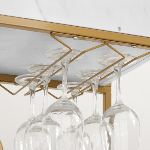 Luxe Divine Collection ~ 6-Tier Rolling Bar Serving Cart, Retro Style Wine Cart, With Wine Rack And Glass Holder, For Living Room and Dining Room