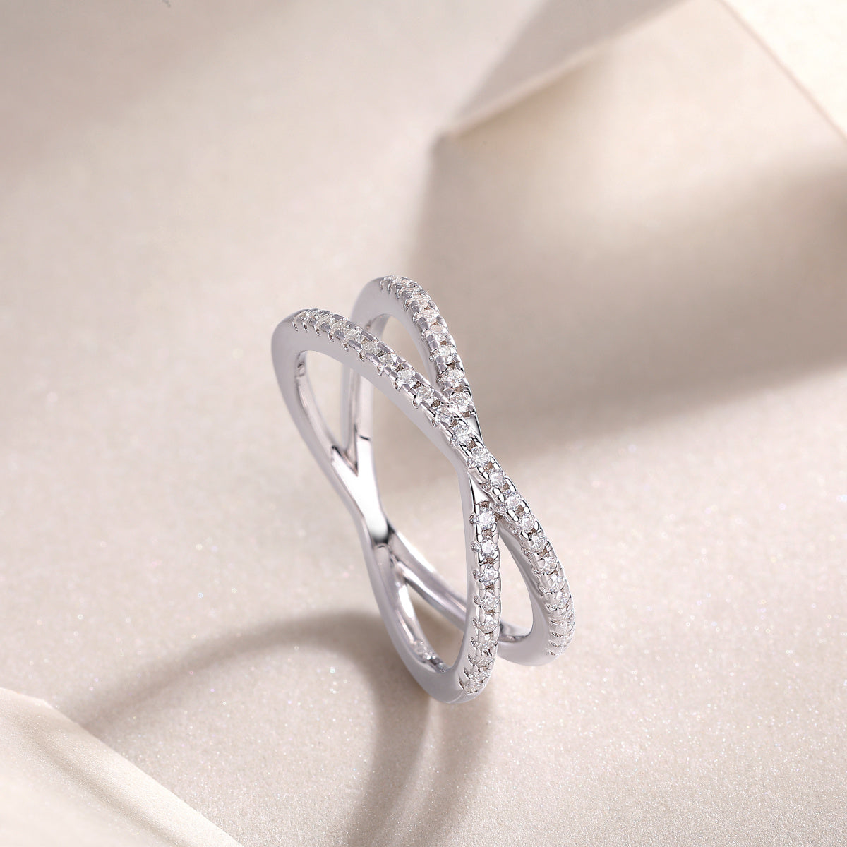Luxe Divine Collection ~ Double Band Moissanite Silver Ring