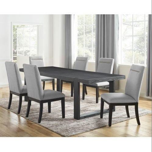 Luxe Divine Collection ~ Yves - 9 Piece Dining Set - Black & Gray, With 8 Chairs