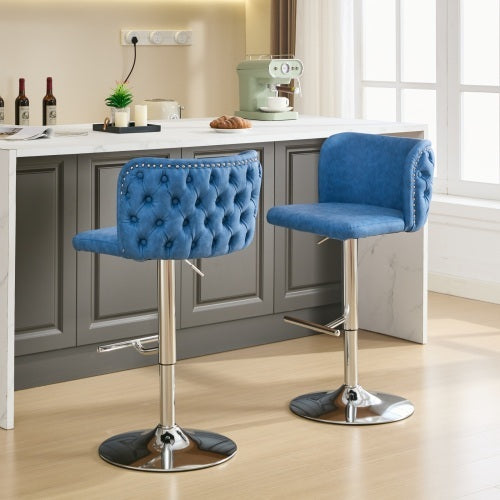 Luxe Divine Collection ~ Furniture,Swivel Barstools Adjusatble Seat Height, Modern PU Upholstered Bar Stools With The Whole Back Tufted, For Home Pub And Kitchen Island, Set of 2
