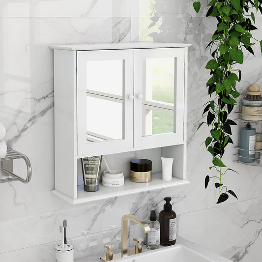 Luxe Divine Collection ~ Bathroom Wall Cabinet With Double Mirror Doors And Shelves