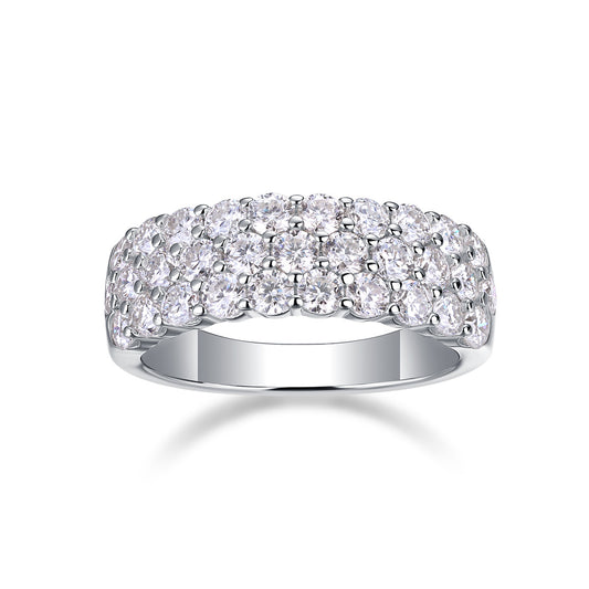 Luxe Divine Collection ~ Multi-row Diamond Ring Luxury Moissanite Silver Ring