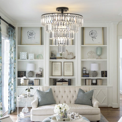 Luxe Divine Collection ~ Large Black Crystal Chandelier, Contemporary Style Chandelier, Dining Room, Living Room, Bedroom - Bulb Not Included